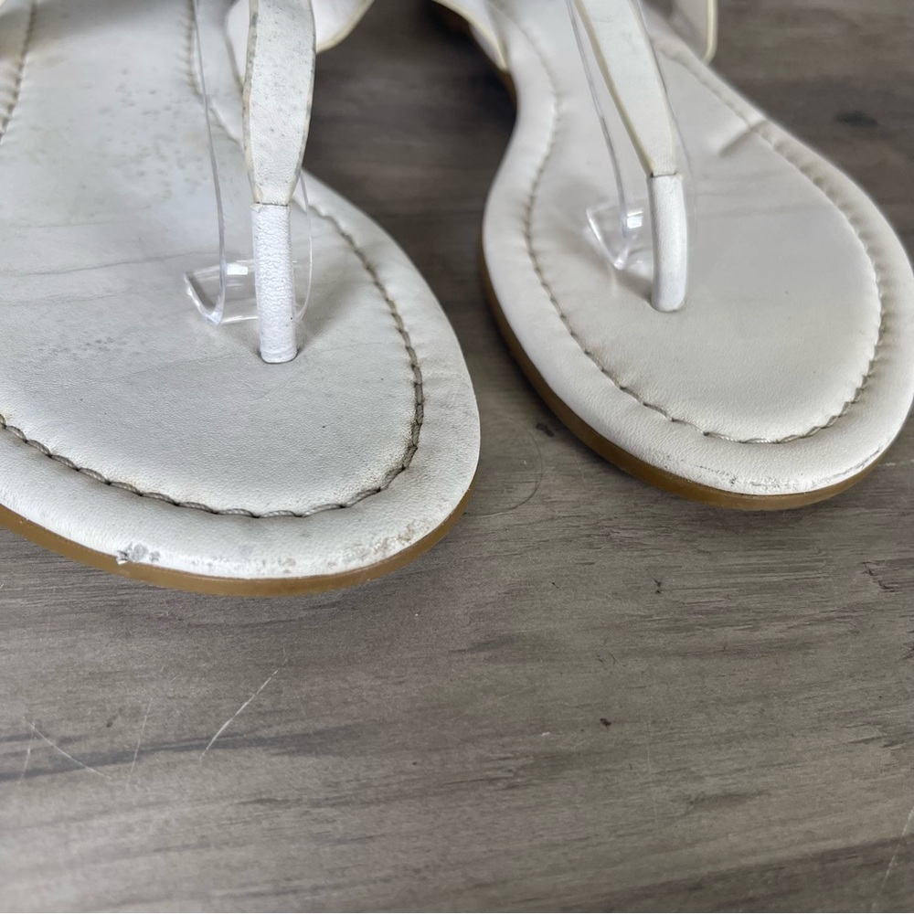 Tory Burch Womens 8 White Bryce Flat Thong Sandals Casual Logo Beach - Picture 6 of 12
